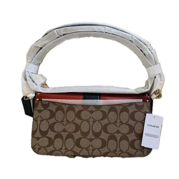 Coach Georgie  Bag In Colorblock Signature Canvas and Leather With Rivets NWT - Picture 2 of 11